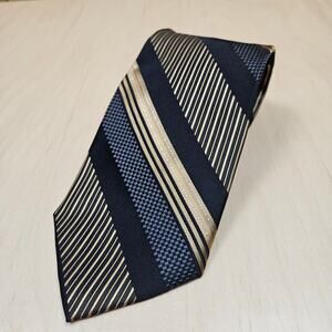 Ferucci Men's Repp Tie Black & Gold Office Executive 90% Silk Shiny gold thread